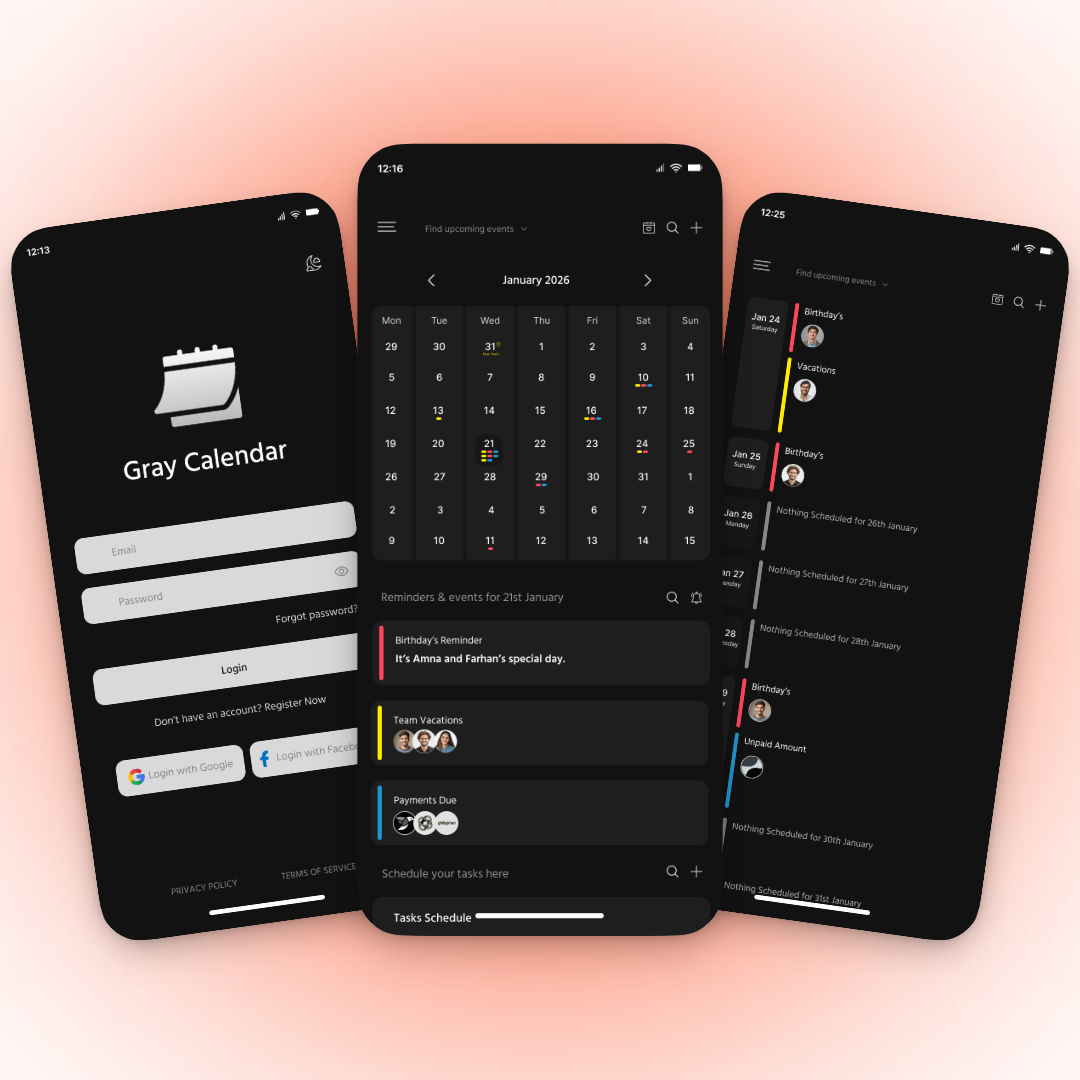 Calendar app ui